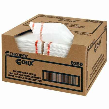 CHICOPEE 8250 Chix 13'' x 24'' White / Red Medium-Duty Microban Foodservice Towel - 150/Case, 150PK 2488250